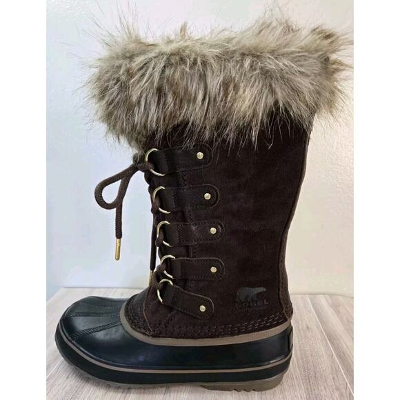 Sorel Joan Of Arctic Brown Suede Boot Cattail Fur Lined Waterproof Size 6.5 NWOT - Picture 5 of 10